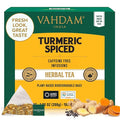 VAHDAM Turmeric Spice Herbal Tea Bags (100 Pyramid Tea Bags) | Caffeine Free Non GMO &amp Gluten Free | Turmeric Ginger Tisane with Cardamom Cinnamon Lemongrass &amp Black Pepper