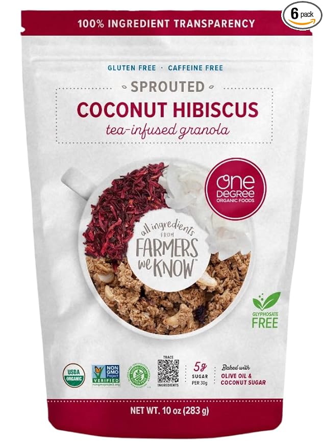 One Degree Coconut Hibiscus Granola 10 oz (Pack of 6)