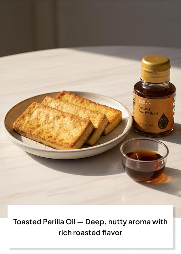Korean Food Perilla Oil Mini Set (2 × 1.69 fl oz / 50 ml) Raw &amp Nutty Cold-Pressed Perilla Oils from 100% Korean Perilla Seeds 냉온압착 들기름