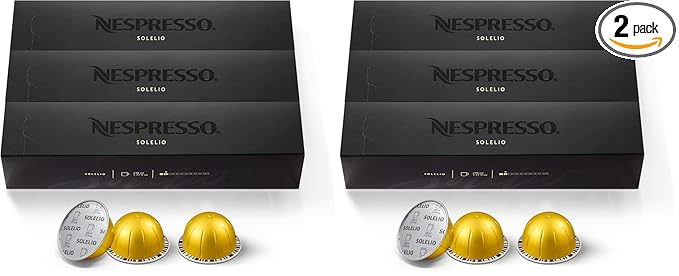 Nespresso Capsules VertuoSolelioMild Roast Coffee30-Count Coffee PodsBrews 7.8 oz.(Pack of 2)