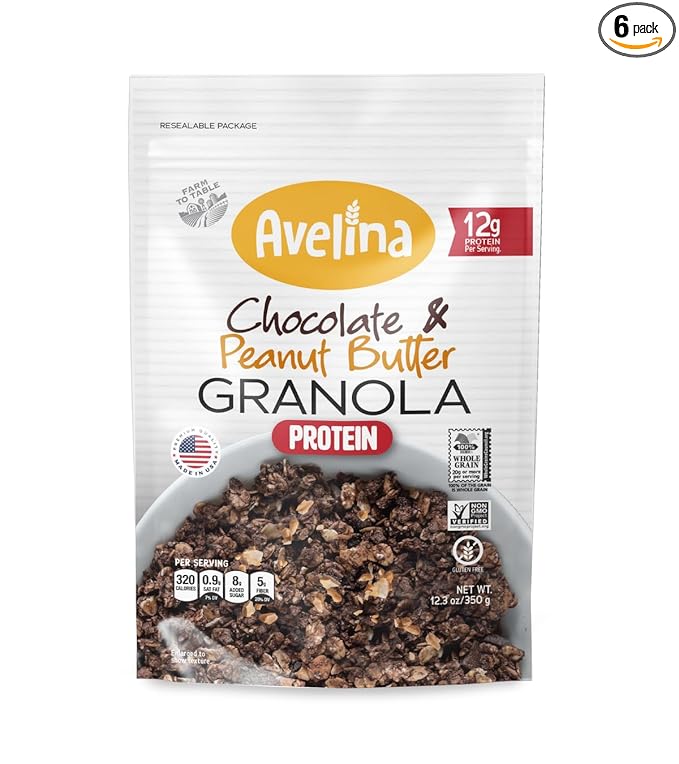 Avelina Peanut Butter Chocolate Granola 12.3 oz (Pack of 6)