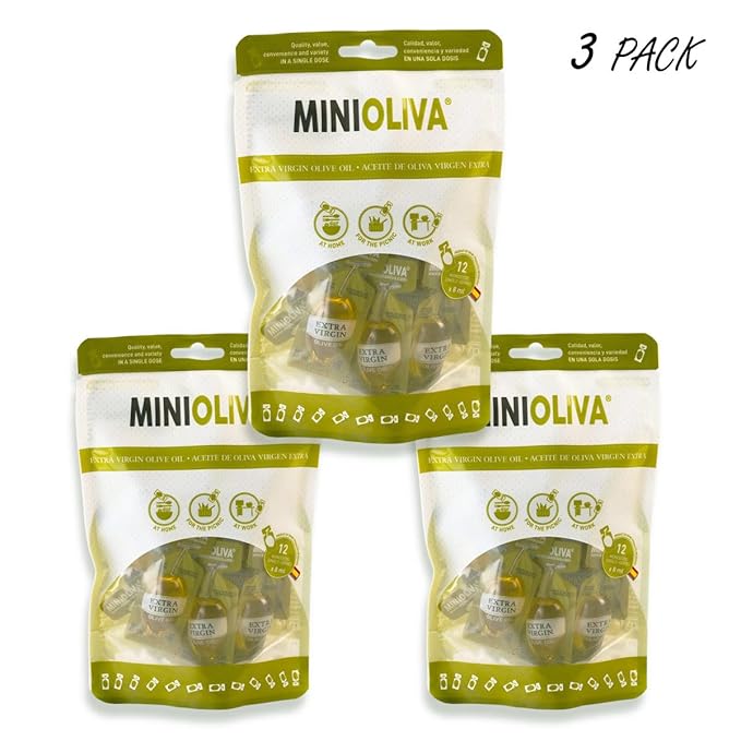 Mini Oliva - Extra Virgin Olive Oil Single Serve - 3 Pouches of 12 pods (36 Total 0.27 fl oz each)