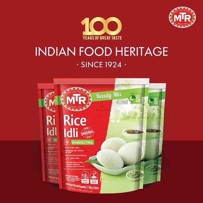 MTR Instant Rice Idli Mix - Ready to Cook Authentic Indian Breakfast Lunch Dinner or Snack Meal - No Added Preservatives - A Quick &amp Easy Recipe Suitable for Vegetarians - (500g Pack of 3)