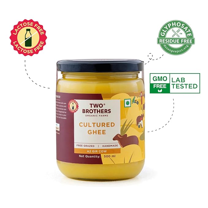 TWO BROTHERS ORGANIC FARMS Amorearth - Natural Healthy Fresh Organic Desi Gir Cow A2 Cultured Ghee 250 ml