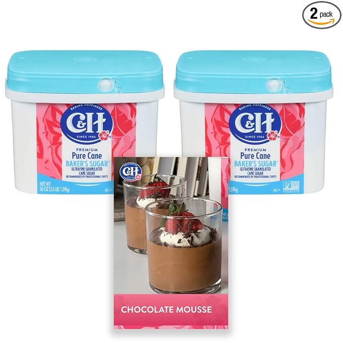 C&ampH® Pure Cane Ultrafine Granulated Baker's Sugar™ 3.5 lb Easy Baking Tub (Pack of 2) - Includes Bonus Recipe Card