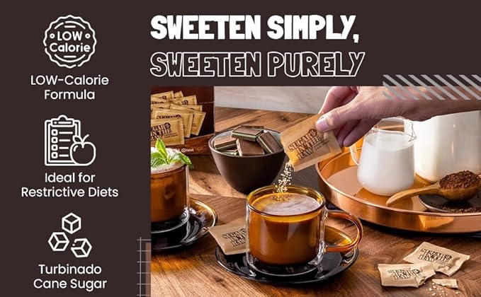 Sugear InThe Raw Packets 500 Count Brown Sugar Natural Sweetener for Drinks and Baking Sugar Packets for Home Office Coffee Bar GiftRestaurants &amp Coffee Stations Plus Spoon Perfect for Mi