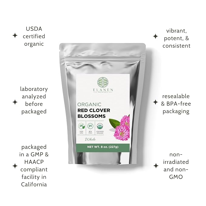 Organic Red Clover Blossoms 8 oz. (227g) USDA Certified Organic Red Clover Blossom Tea Whole
