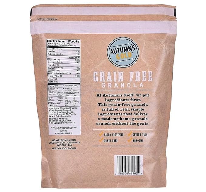 (2 Pack) ~ Autumns Gold Grain Free Toasted Coconut Almond Granola 20 Oz Gluten-Free Grain-Free Non-GMO and Paleo Certified.