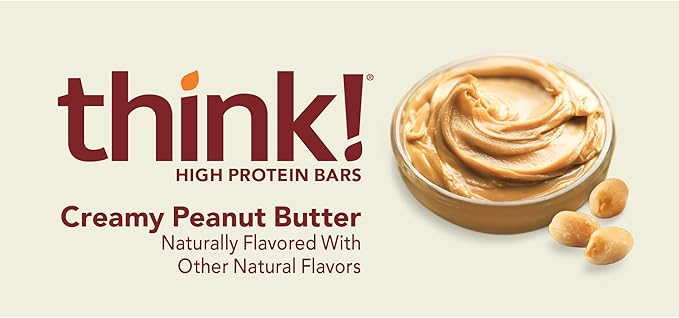 Think! Protein Bars High Protein Snacks Gluten Free Sugar Free Energy Bar with Whey Protein Isolate Creamy Peanut Butter Nutrition Bars without Artificial Sweeteners 1 Box (Pack of 2)