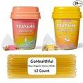 Teavana Beach Bellini and Lemon Ginger Bliss Herbal Tea - 12 Sachets Each (24 Total) Plus 12 GoHealthful Pure Raw Organic Honey Sticks Equal to 2.11 Ounces of Clover Honey
