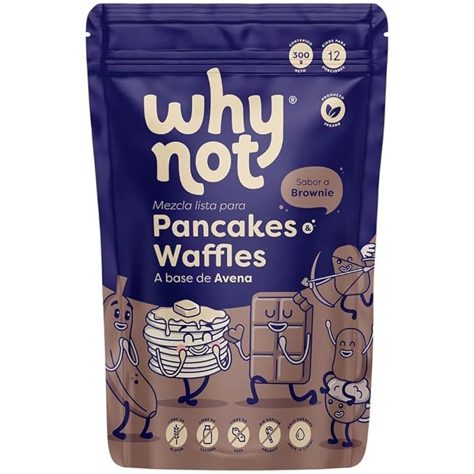 Almond based waffles Why Not Pancakes mix (2 pack) with Brownie flavor waffle Gluten Free &amp no added sugar Works with Waffle Maker - Fast and Fresh Breakfast Foods