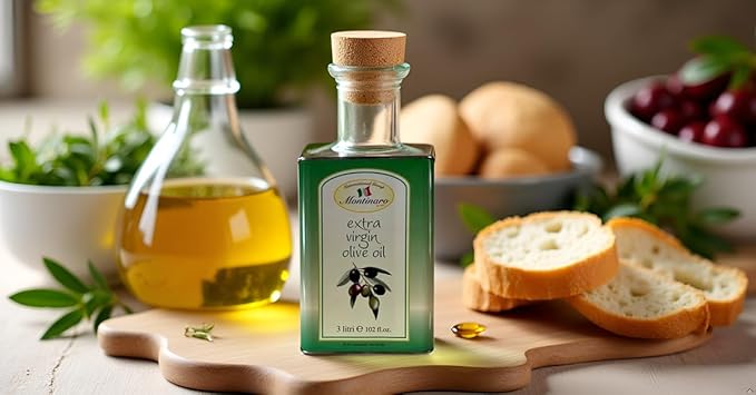 Montinaro Italian Extra Virgin Olive Oil – 3 Liter (101 fl oz) Tin – Cold-Pressed EVOO from Puglia Italy – Coratina Monovarietal Rich &amp Peppery – Best Value Large Size – Non-GMO Vegan