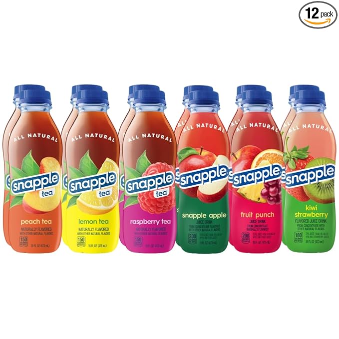 Snapple Tea Variety Pack 6 Assorted Flavors – Ready-to-Drink Iced Tea – 16 fl oz Bottles – 12 Pack
