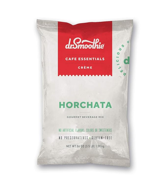 Dr. Smoothie Café Essentials Horchata – No Artificial Colors Flavors or Sweeteners – Shelf Stable – Great for Hot Iced &amp Frozen Frappes (3.5 lb Bag 26 Servings)