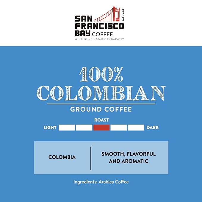 San Francisco Bay Coffee 100% Colombian 28 oz Bag Ground Medium Roast (Packaging May Vary)