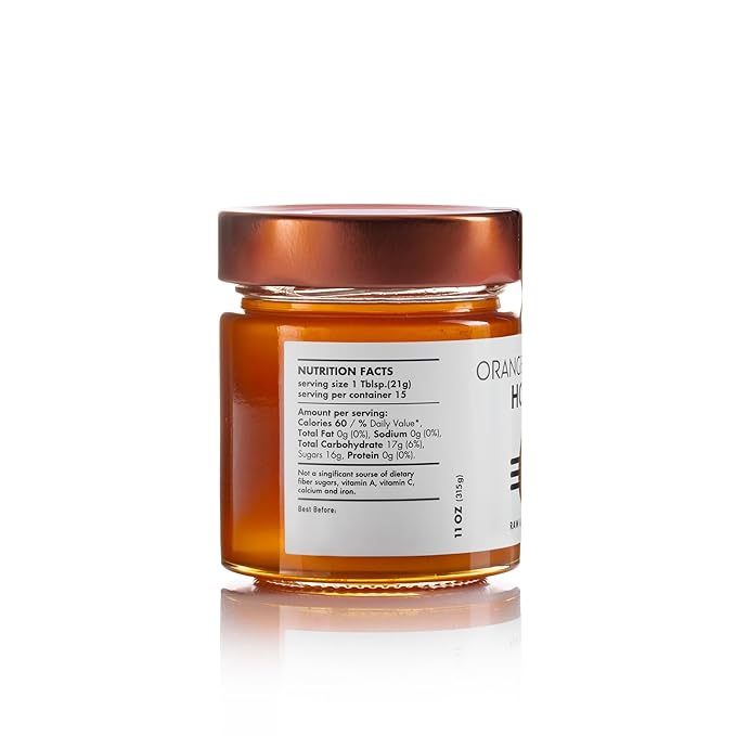 Laconic Foods | Orange Blossom Honey | Raw &amp Unfiltered Greek Citrus Honey | Single-Origin from Laconia | Woman-Owned NON-GMO | 315g