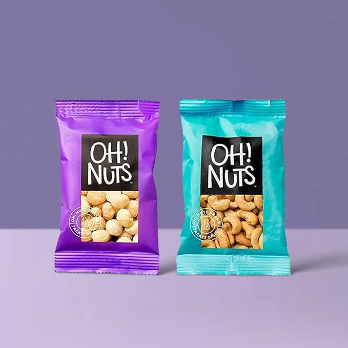 Oh! Nuts Mix Roasted Salted Individual Nut Snacks for On-the-Go - 12 Convenient Nut Snacks for School - Bulk Nuts Variety - Individual Packs (1.5 oz Each)