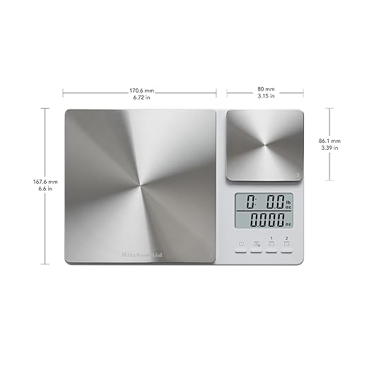 KitchenAid KQ909 Dual Platform Digital Kitchen and Food Scale 11 Pound Capacity and Precision 16oz Capacity White with Stainless Steel