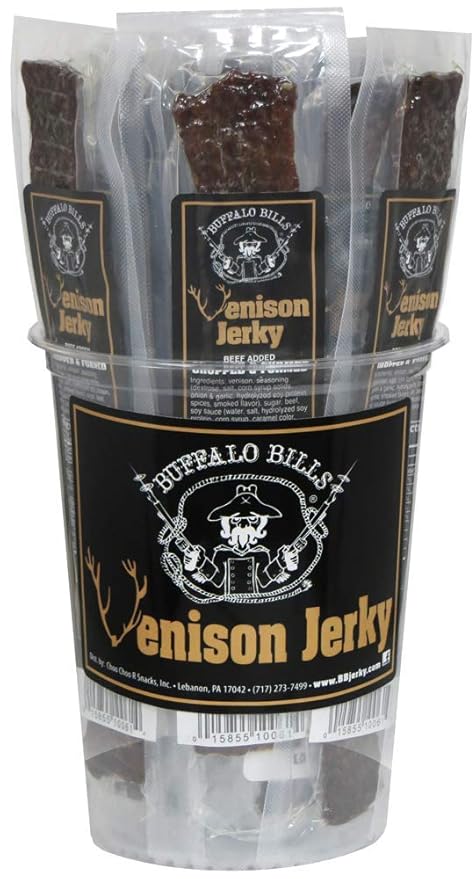 Buffalo Bills Individually Wrapped Venison Jerky 7 Strips (25 venison jerky strips per tub)