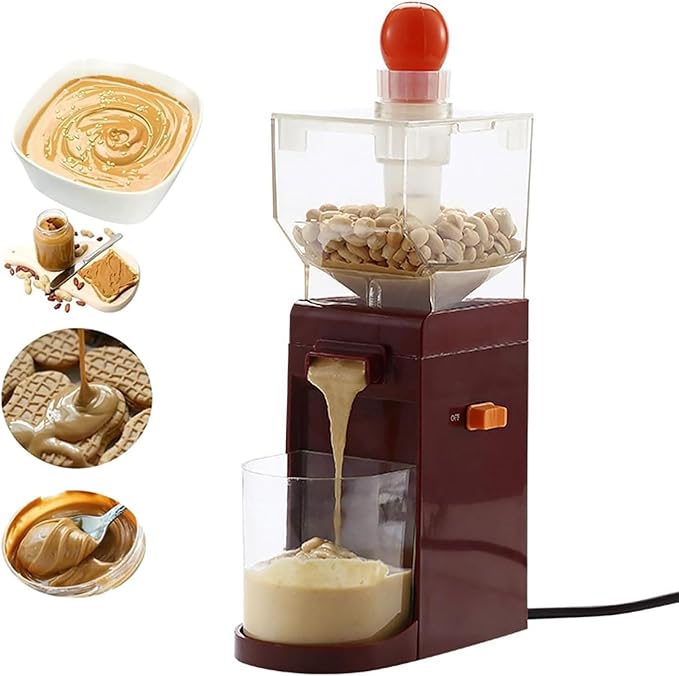 ERICAT Electric Peanut Butter Maker Small Peanut Butter Machine with Anti-Slip Base 500ml Large Capacity and 120W Strong Motor Power Stirring Hook Design and Removable Parts for Peanuts Cashews
