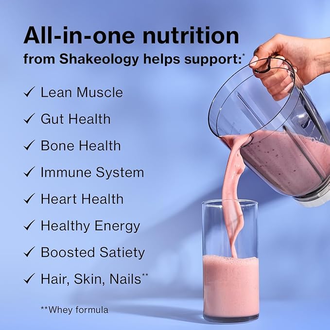 BODi Shakeology 0g Added Sugar Plant Based Protein Powder Blend Gluten-Free Shake with Vitamins and Minerals – Helps Support Healthy Weight Loss Lean Muscle Tropical Strawberry - 14 Servings