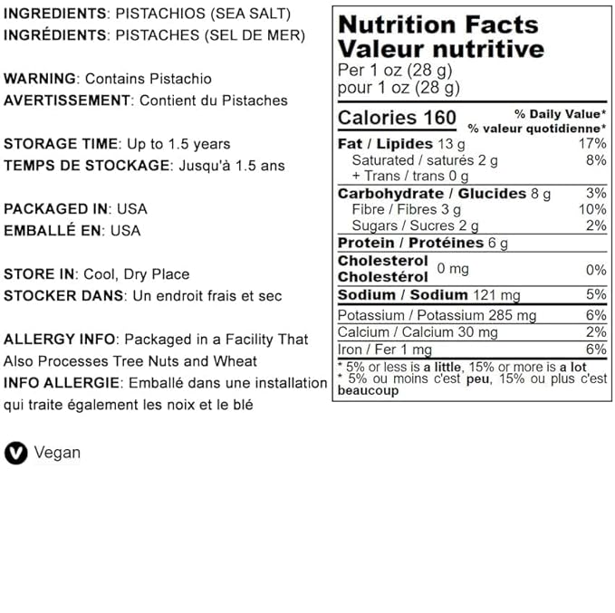 Food to Live Pistachios Roasted and Salted 3 Pounds — California Dry Roasted Pistachios with Sea Salt In Shell Kosher Vegan Superfood Bulk