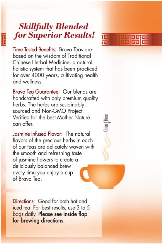 Bravo Tea Clear and Smooth Skin Herbal Tea Caffeine Free 20 Tea Bags 6 Count