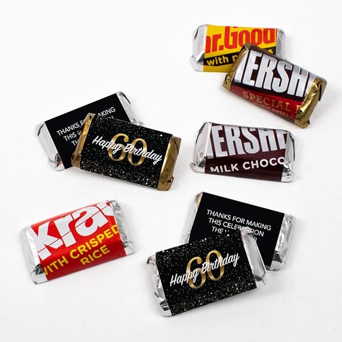 102 Pcs 60th Birthday Candy Party Favors Miniatures Chocolate - No Assembly Required