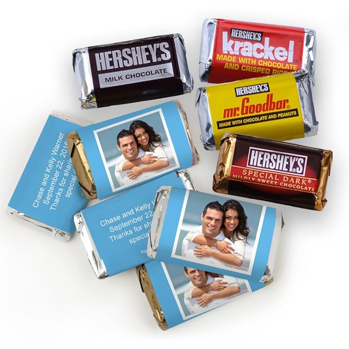 Personalized Wedding Candy Favors with Photo Miniatures - Light Blue (Free Cold Packaging)