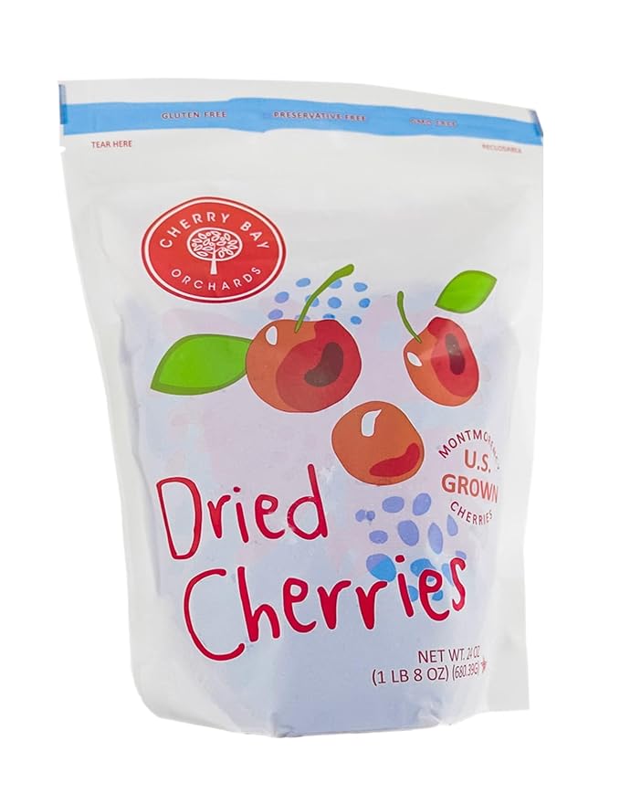 Cherry Bay Orchards - Dried Montmorency Tart Cherries (24oz Bag) - 100% Domestic Natural Kosher Certified Gluten-Free and GMO Free - Packed in a Resealable Pouch