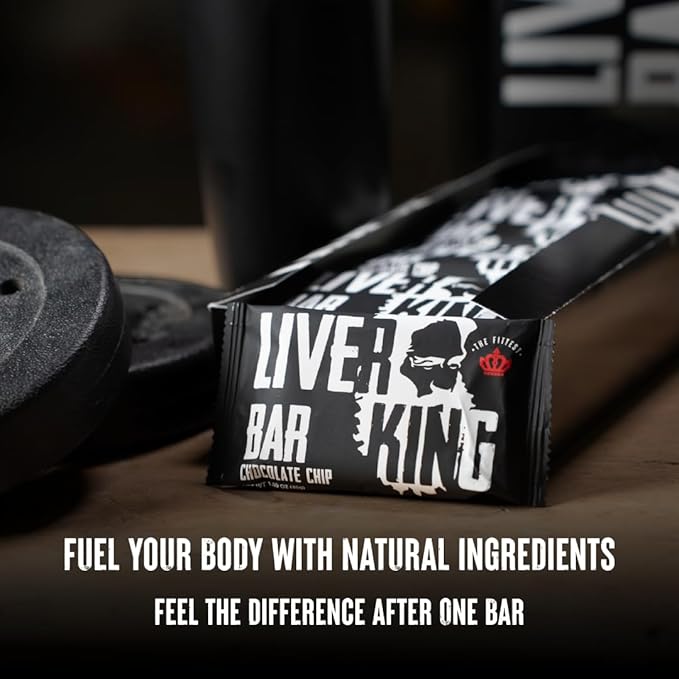 THE FITTEST Chocolate Chip Liver King Bar – High Protein Snack Bar with Beef Liver Collagen Creatine Electrolytes &amp Himalayan Salt – Animal-Based Protein Bar for Gym Paleo &amp Carnivore Fuel