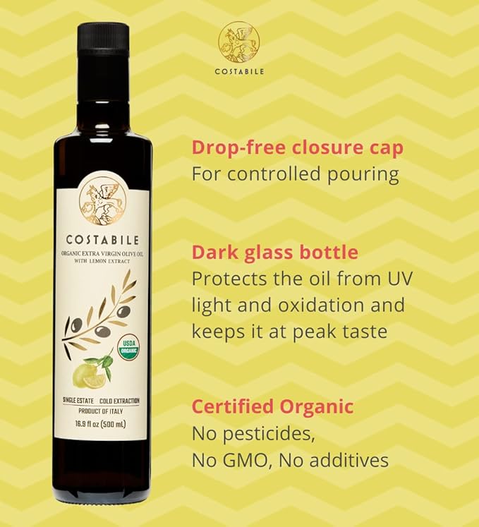 Orange &amp Lemon Infused Extra Virgin Olive Oil combo. All-natural olive oils. Great for salad dressing meat and baking. COSTABILE