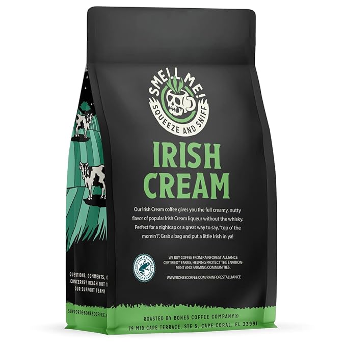 Bones Coffee Company Cookies 'N Dreams and Irish Cream Flavored Ground Coffee Beans Bundle | 12 oz Medium Roast Arabica Low Acid Coffee (Ground)