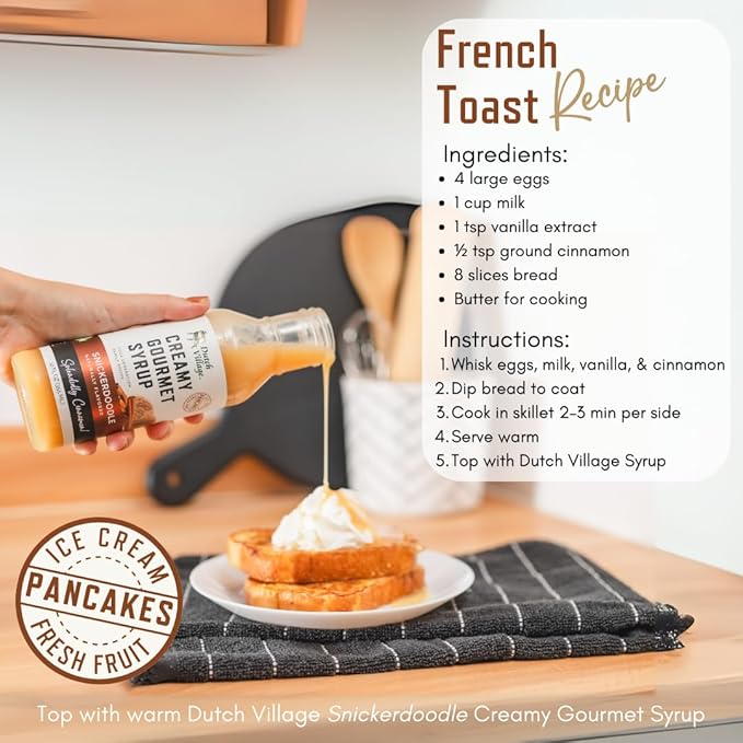 Creamy Gourmet Breakfast &amp Dessert Syrup | Organic Ingredients - Clean Label | No Preservatives Artificial Flavors or Corn Syrup | Gluten-Free | Dutch Village Classic Original &amp Snickerdoodl