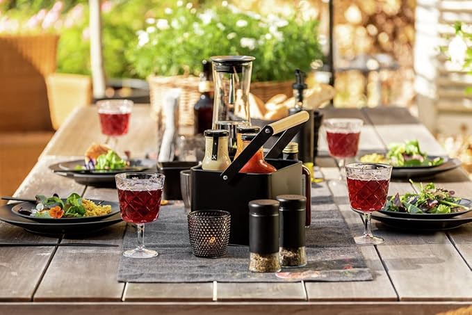 WENKO Boga glass spices set barbecue accessory with 0.14 L black outdoor kitchen spice gift set bottle made of transparent glass with lid made of black plastic Ø 5 x 11.5 cm