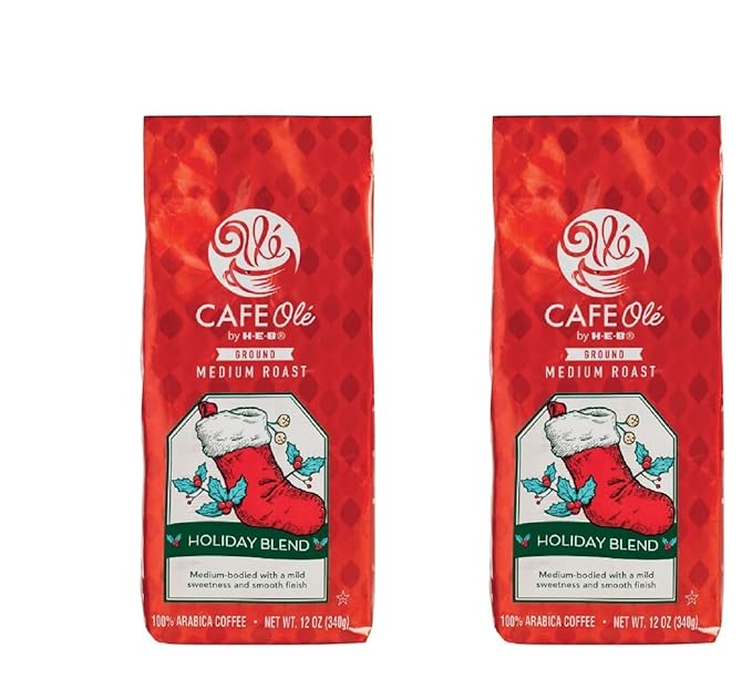 Cafe Ole HEB Holiday Ground Coffee 12oz (Holiday Blend - 2 bags)