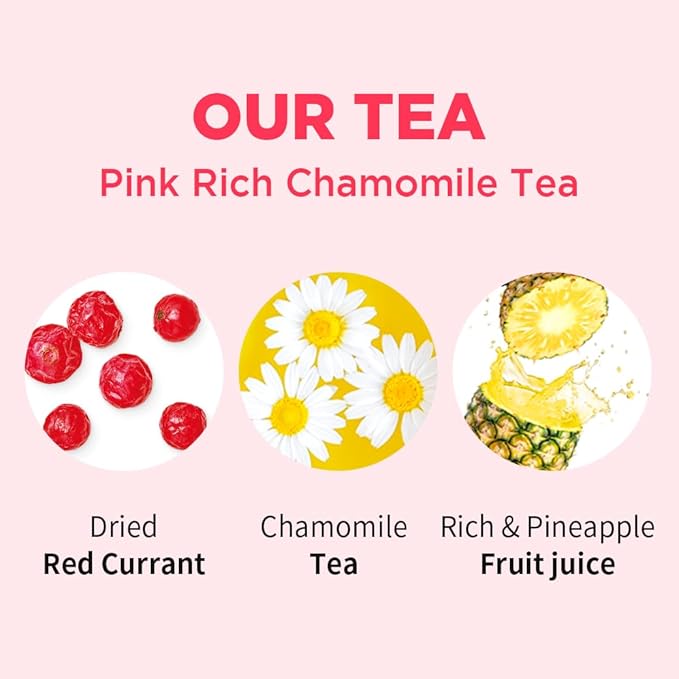 ROASTIQUE Pink Lychee Chamomile with Real Dried Fruit – Premium Orgainc Sweet Fruit Blend Eco-friendly PLA bags 8 Tea Bags