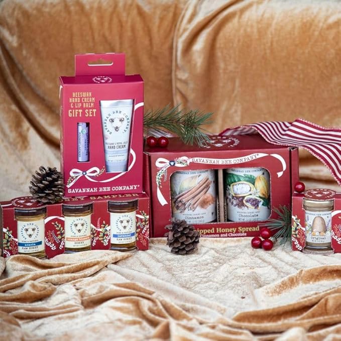 Savannah Bee Company Holiday Artisanal Honey Sampler - Premium Acacia Orange Blossom and Lavender Varietals - Perfect Gourmet Gift Set