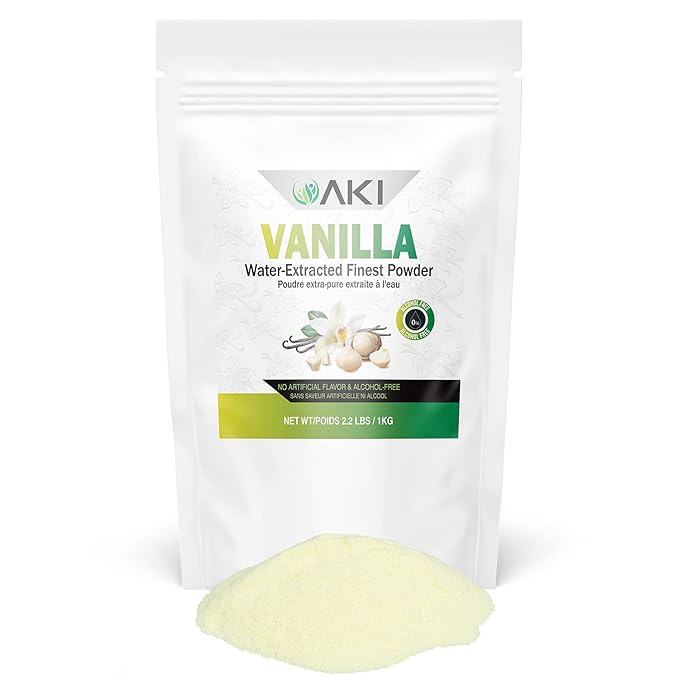 AKI Vanilla Extract Powder (2.2lbs/1kg) from Authentic Beans for Delicious Flavoring Cooking Baking Drinks Tea Coffee Smoothies Cocktails - Sugar-Free &amp Alcohol-Free