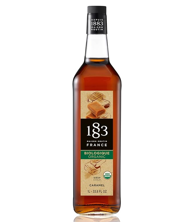 1883 Maison Routin - Organic Caramel Syrup - Made in France - Glass Bottle | 1 Liter (33.8 oz)