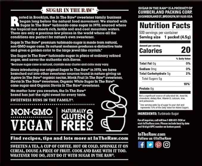 Organic Sugar In The Raw Packets Bulk 500 Ct - Organic Raw Sugar 500 Packets +STICKER DR + shipping in box