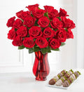 Shari’s Berries 24 Classic Red Roses &amp 12 Chocolate Covered Strawberries Gift Set | Chocolate &amp Fresh Flower Gift Box | Valentine's Day Anniversary Celebrations &amp Thank You’s