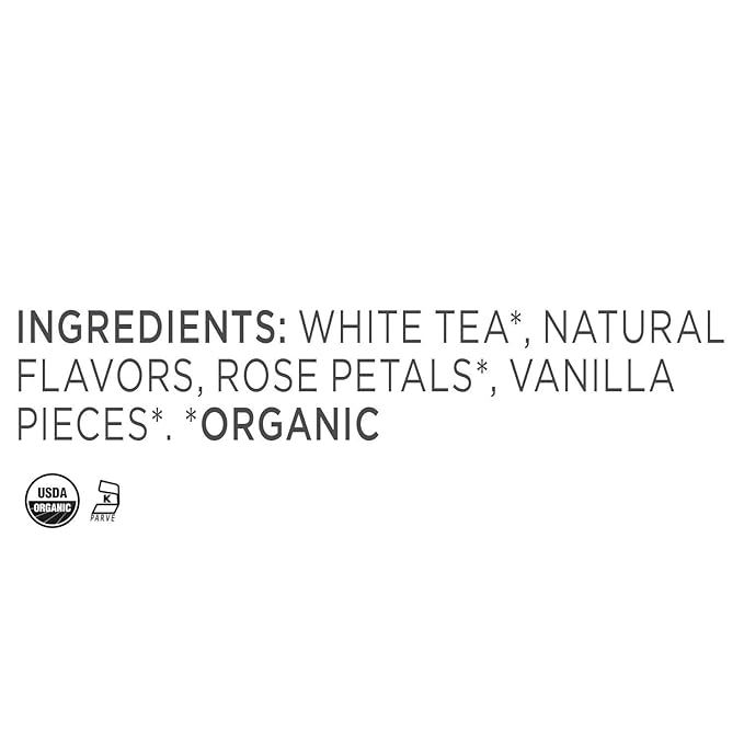 Tea Forte Vanilla Rose Premium Organic Loose Leaf Caffeinated White Tea Blend Canister Makes 35-50 Cups