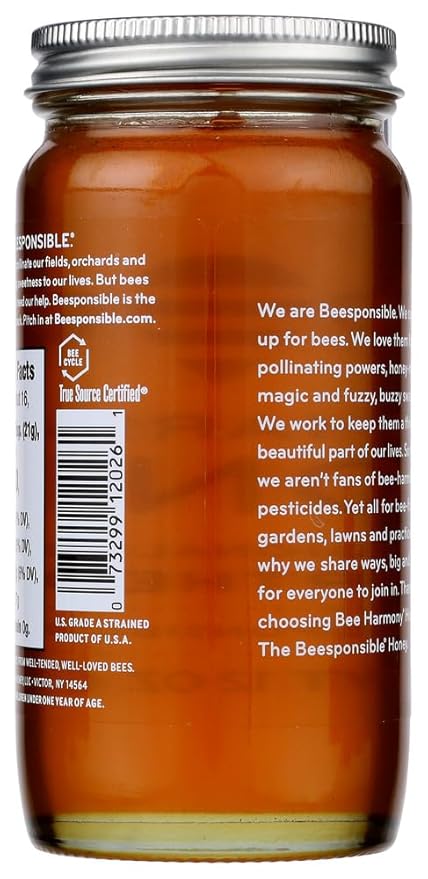 BEE HARMONY HONEY RAW REGIONL N EAST Pack of 6 Size 12 OZ - No Artificial Ingredients Kosher