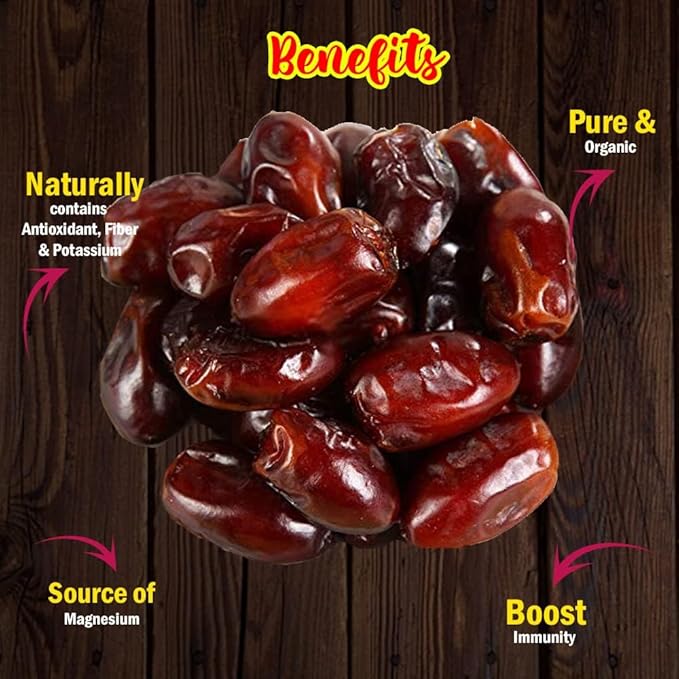 Premium Dates (Omani Dates/KhajoorSoft And Chewy Texture Khajur | Khajoor | No Preservatives | No Added Sugar | Rich in Iron Fibre &amp Vitamins - 200g