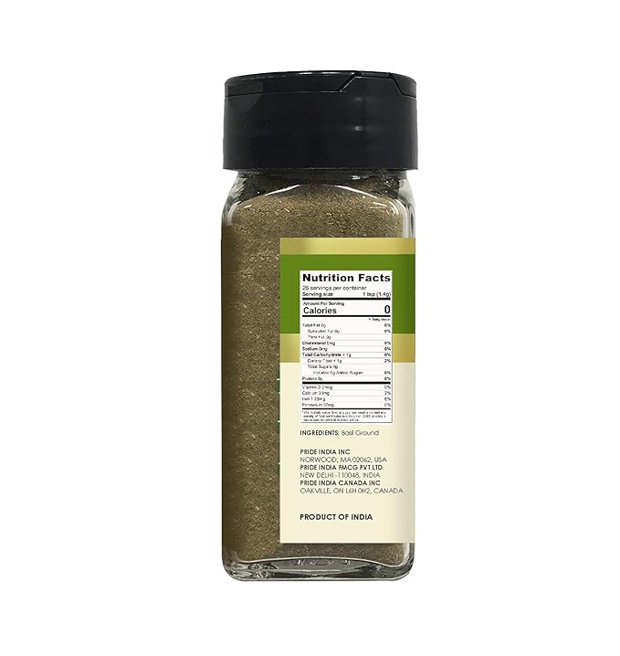 Pride of India - PACK of 6 - Basil Leaf Powder – Gourmet &amp Culinary Spice – Mediterranean Seasoning – Adds Flavor to pesto/stews/curries– Easy to Use – 1.6 oz. Small Dual Sifter Jar