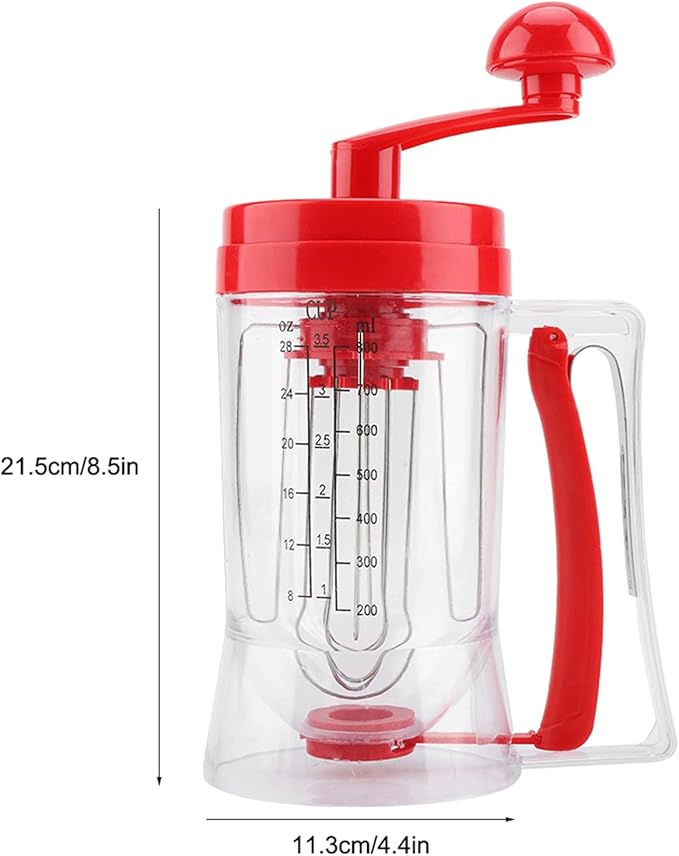 Handheld Batter Tool | Manual Pancake/Cupcake Mixer | ABS Baking Device with Scale | Safe &amp Easy to Maintain | 21.5cm for Cakes/Waffles