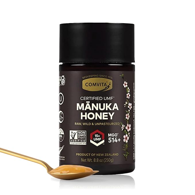 Comvita Manuka Honey UMF 15+ (MGO 514+) - Raw Manuka Honey New Zealand Pure &amp Unpasteurized Superfood for Immune Health Use in Tea Wild Monofloral Non-GMO - 250g (8.8 oz)
