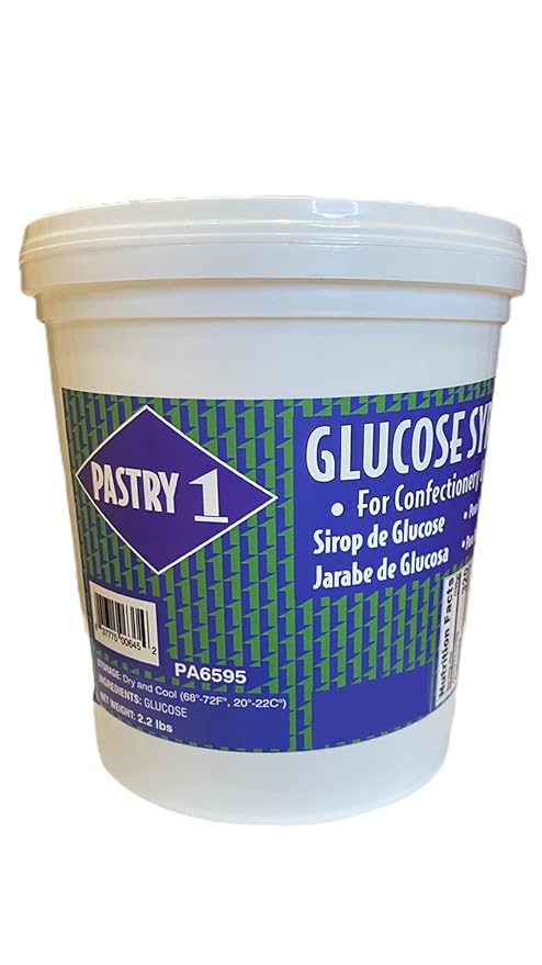 Pastry 1 Glucose Syrup 2.2lb. DE(dextrose equivalent) Rating Of 45-49. GMO Free Trans Fat Free Liquid Glucose In A Resealable Plastic Pail. Glucose