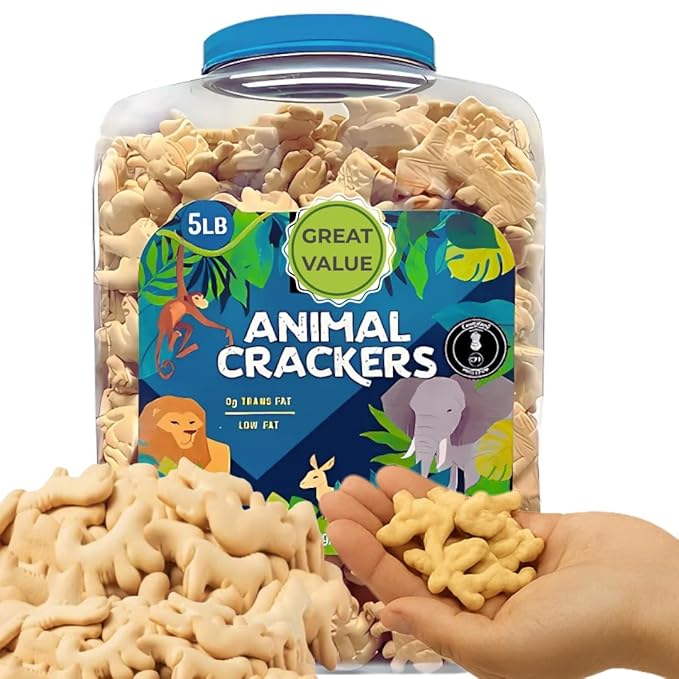 Animal Crackers 5 lb Bulk Tub Lightly Sweet Classic Snack - A Resealable Party Size Container for Pantries Events &amp Large Groups